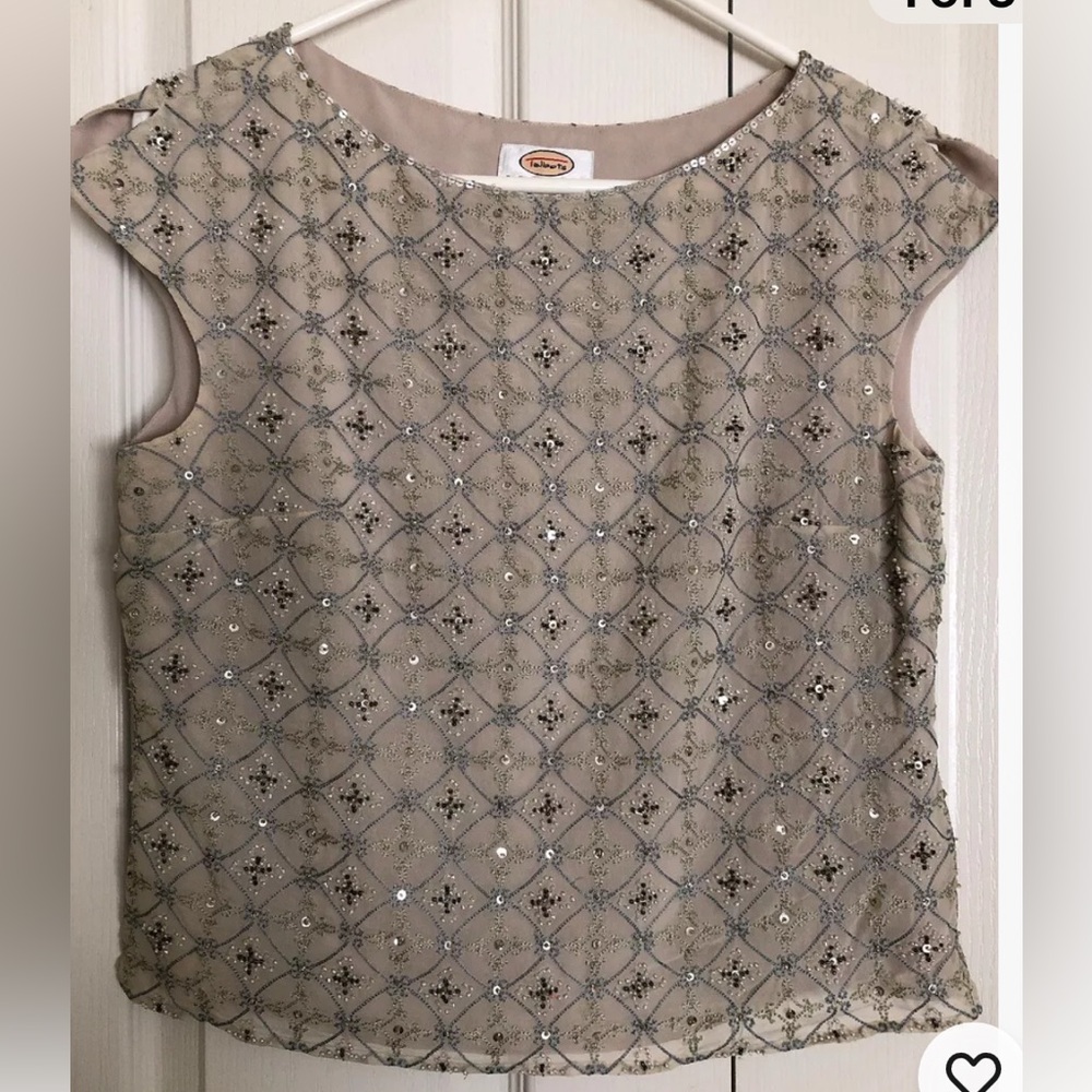 TALBOTS PETITES ~ Womens Silk Top Size 8 ~ Formal Occassion ~ Embroidered